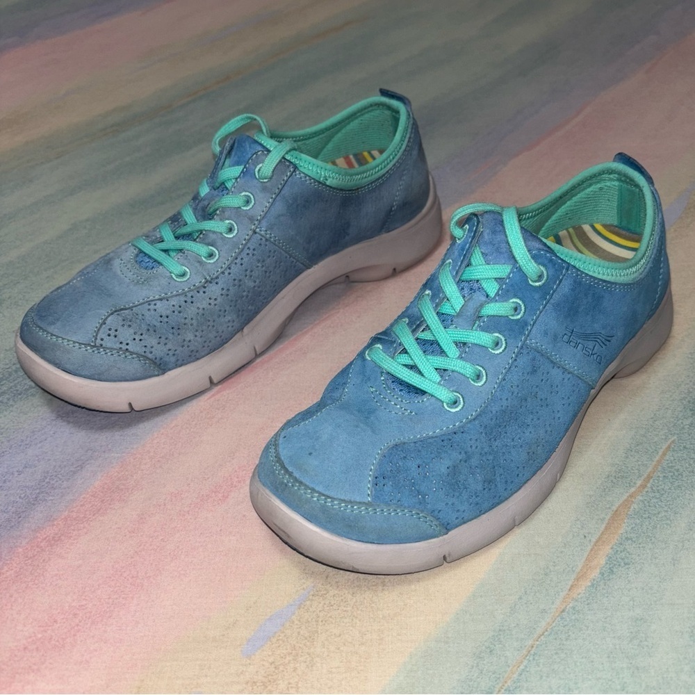 Dansko Elise Sneakers Comfort Suede Neoprene Blue Green 38/7.5 slip resistant